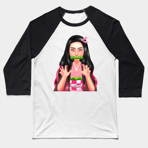 Nezuko fan art Baseball T-Shirt by Morishasha